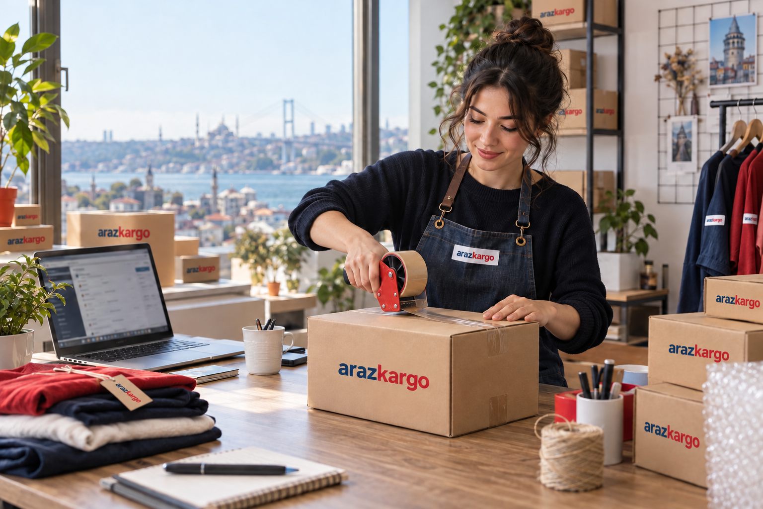 E-ticaret gönderisini hazırlayan işletme sahibi